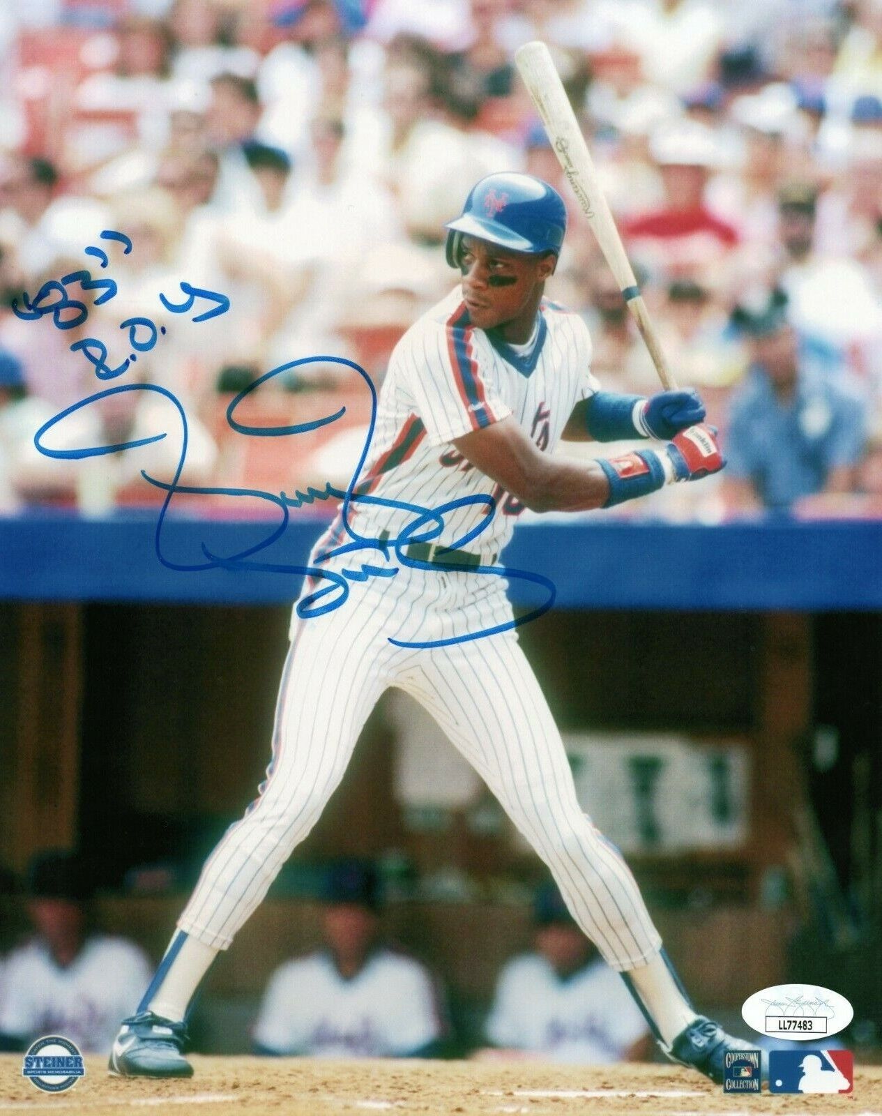 DARRYL STRAWBERRY SINGLE SIGNED 8X10 PHOTO JSA COA AUTO AUTOGRAPH "83 ROY" NEW YORK METS