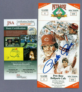 PETE ROSE AUTOGRAPH BALLPARK CAFE TICKET INAUGURAL SEASON JSA COA CINCINNATI REDS